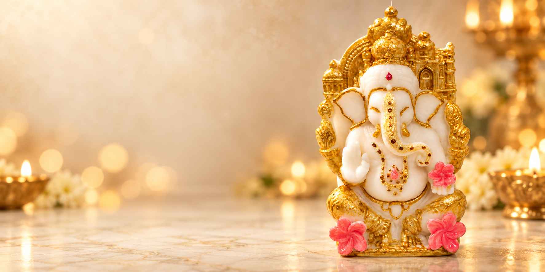 Ivory Flame Ganesh Ji candle