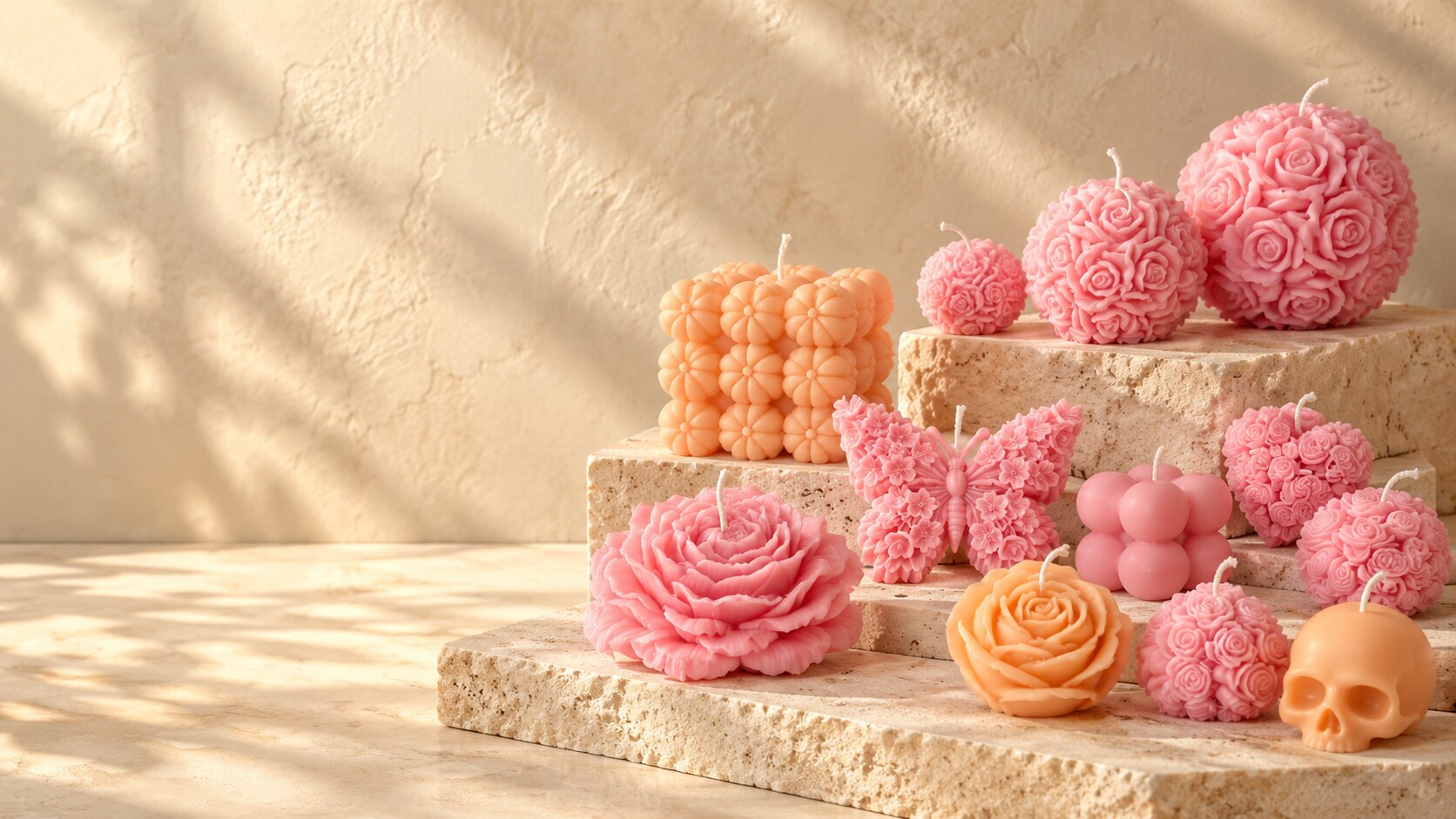 Assorted Ivory Flame sculptural candles
